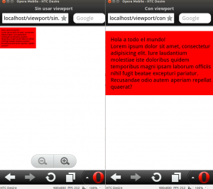 Comparativa entre no usar la etiqueta viewport y hacerlo